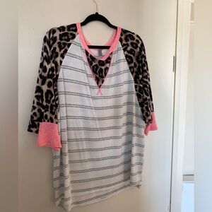 Honeyme leopard and pink top